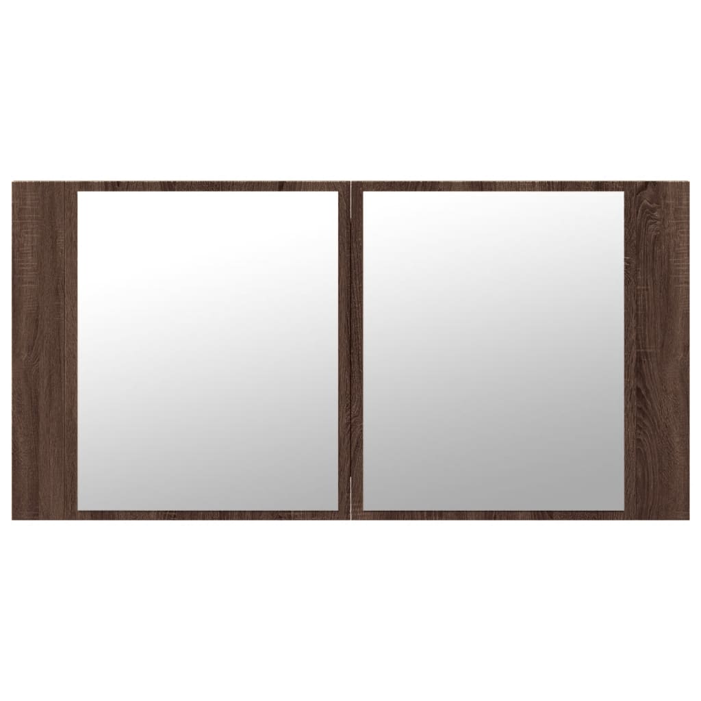 Baderomsspeil LED Skap Brun Eik 90x12x45 cm akryl