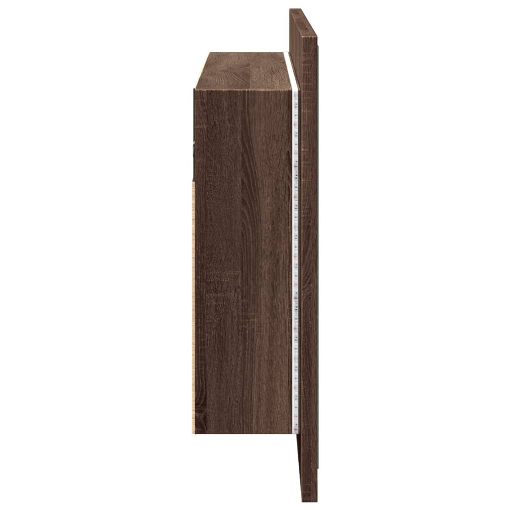 Baderomsspeil LED Skap Brun Eik 90x12x45 cm akryl