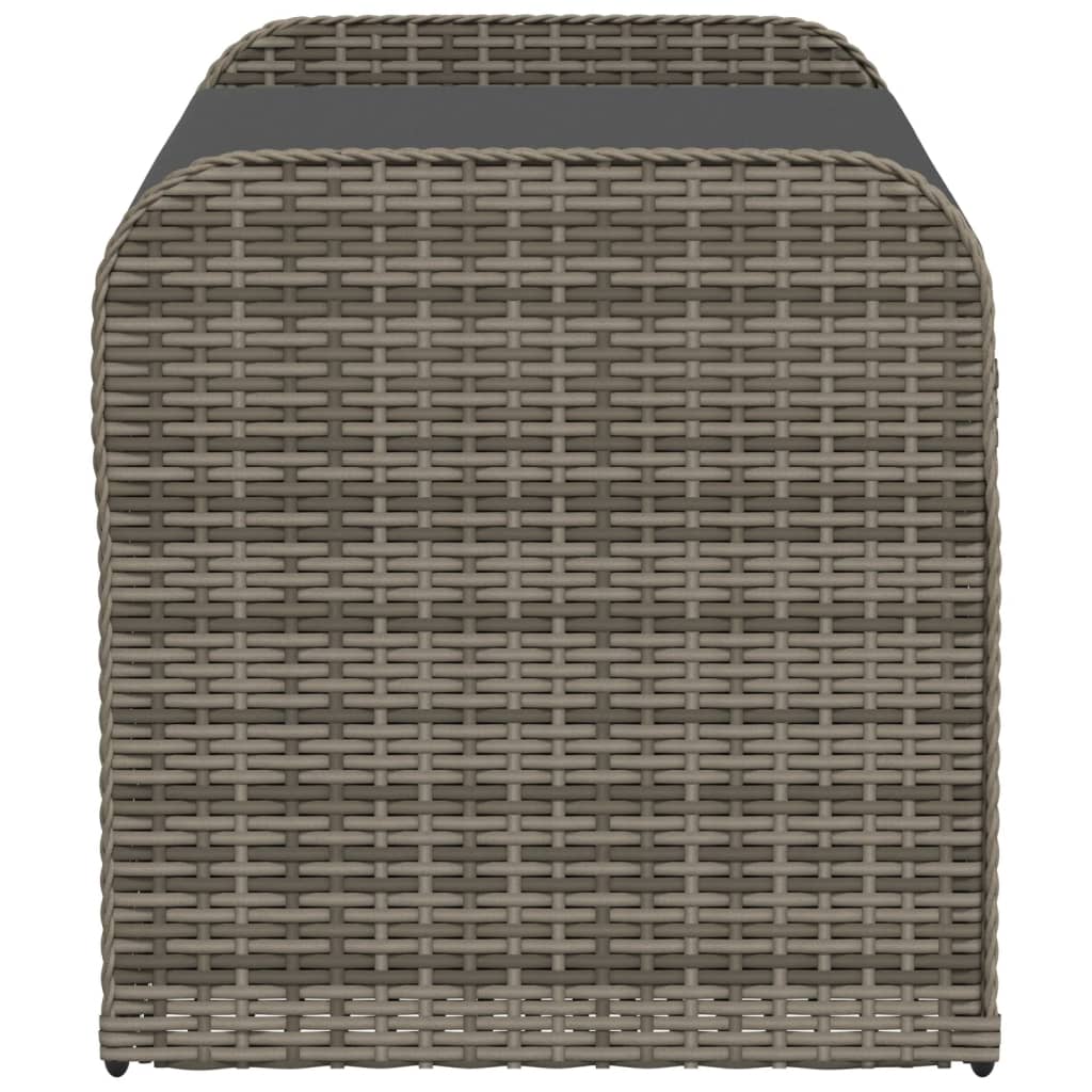 Putekasse Kunstrotting Oppbevaringsbenk med pute grå 115x51x52 cm polyrotting