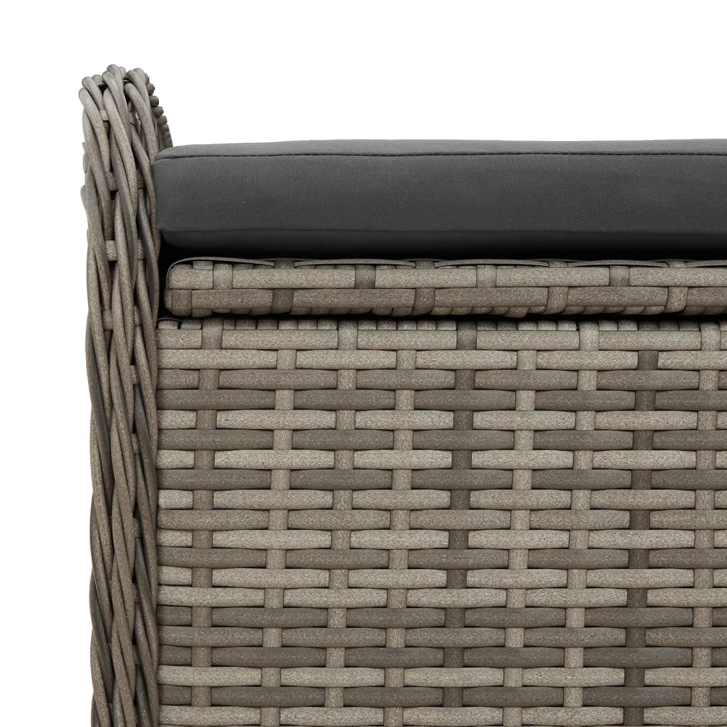 Putekasse Kunstrotting Oppbevaringsbenk med pute grå 115x51x52 cm polyrotting