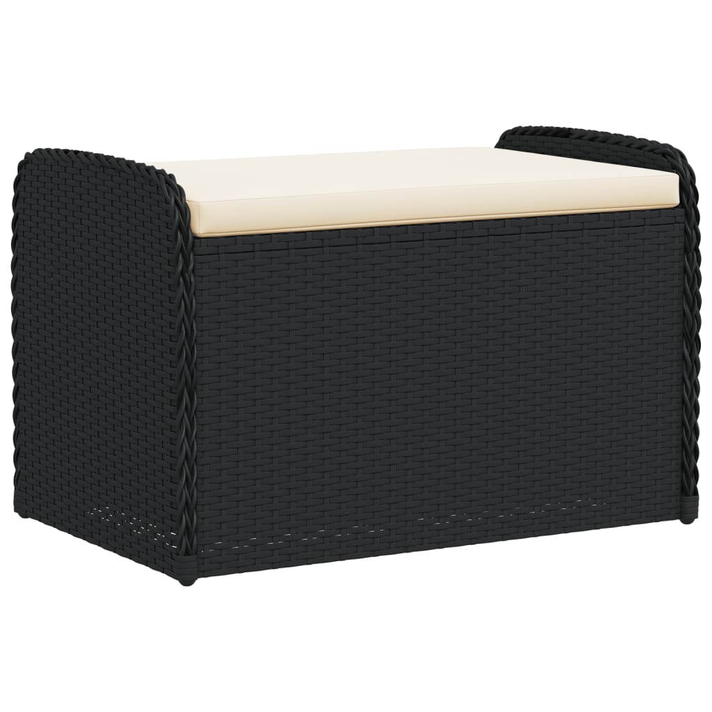 Hagebenk Kunstrotting Oppbevaringsbenk med pute svart 80x51x52 cm