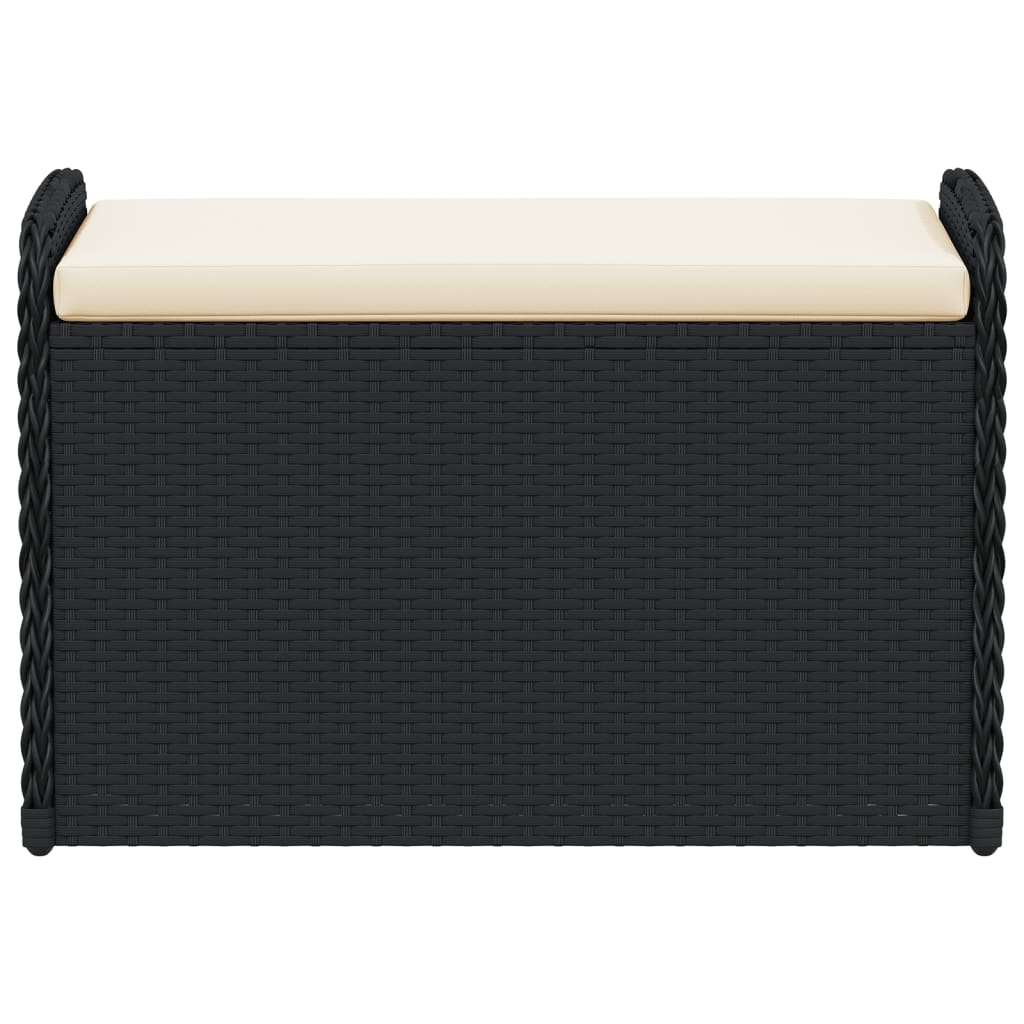 Hagebenk Kunstrotting Oppbevaringsbenk med pute svart 80x51x52 cm