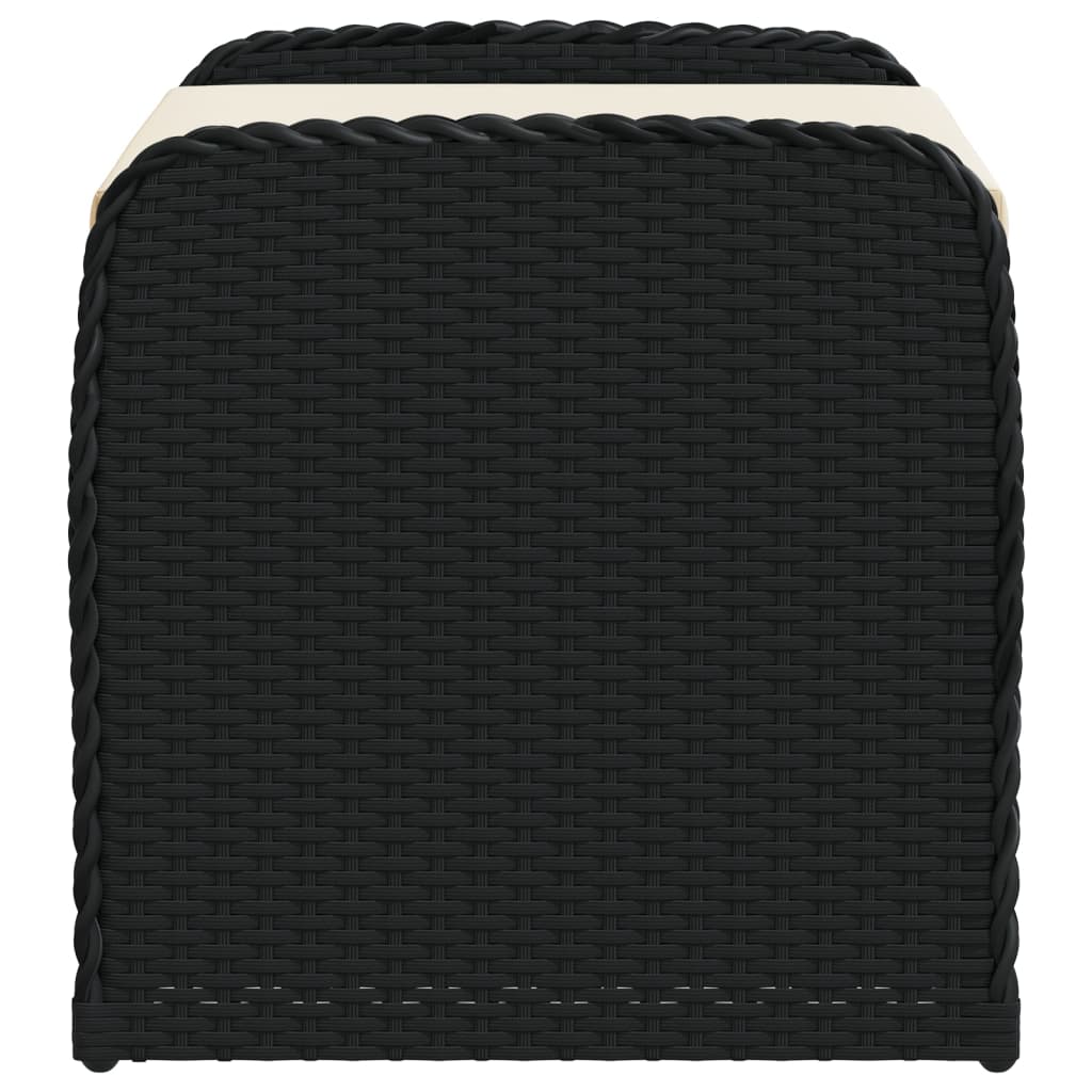 Hagebenk Kunstrotting Oppbevaringsbenk med pute svart 80x51x52 cm