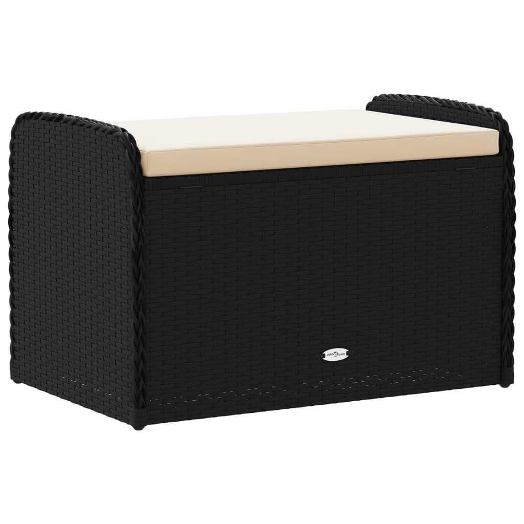 Hagebenk Kunstrotting Oppbevaringsbenk med pute svart 80x51x52 cm
