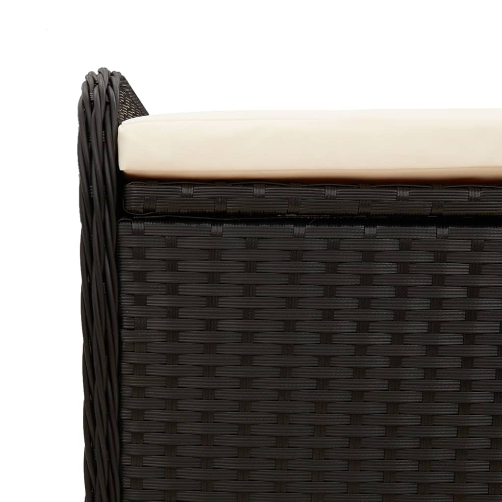 Hagebenk Kunstrotting Oppbevaringsbenk med pute svart 80x51x52 cm