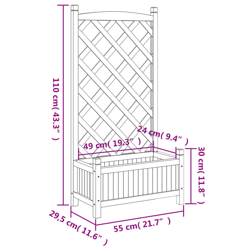 Plantekasse med espalier svart heltre gran