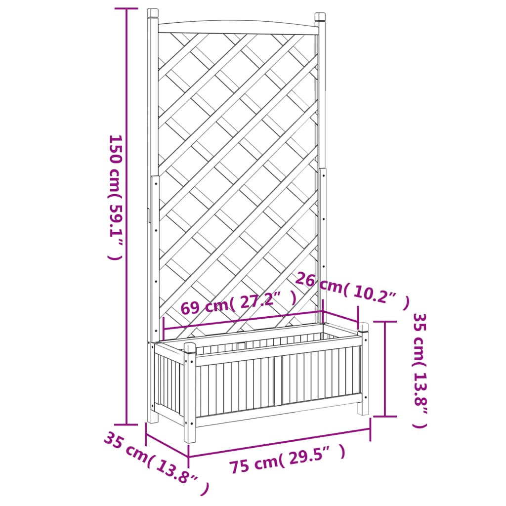 Plantekasse med espalier brun heltre gran