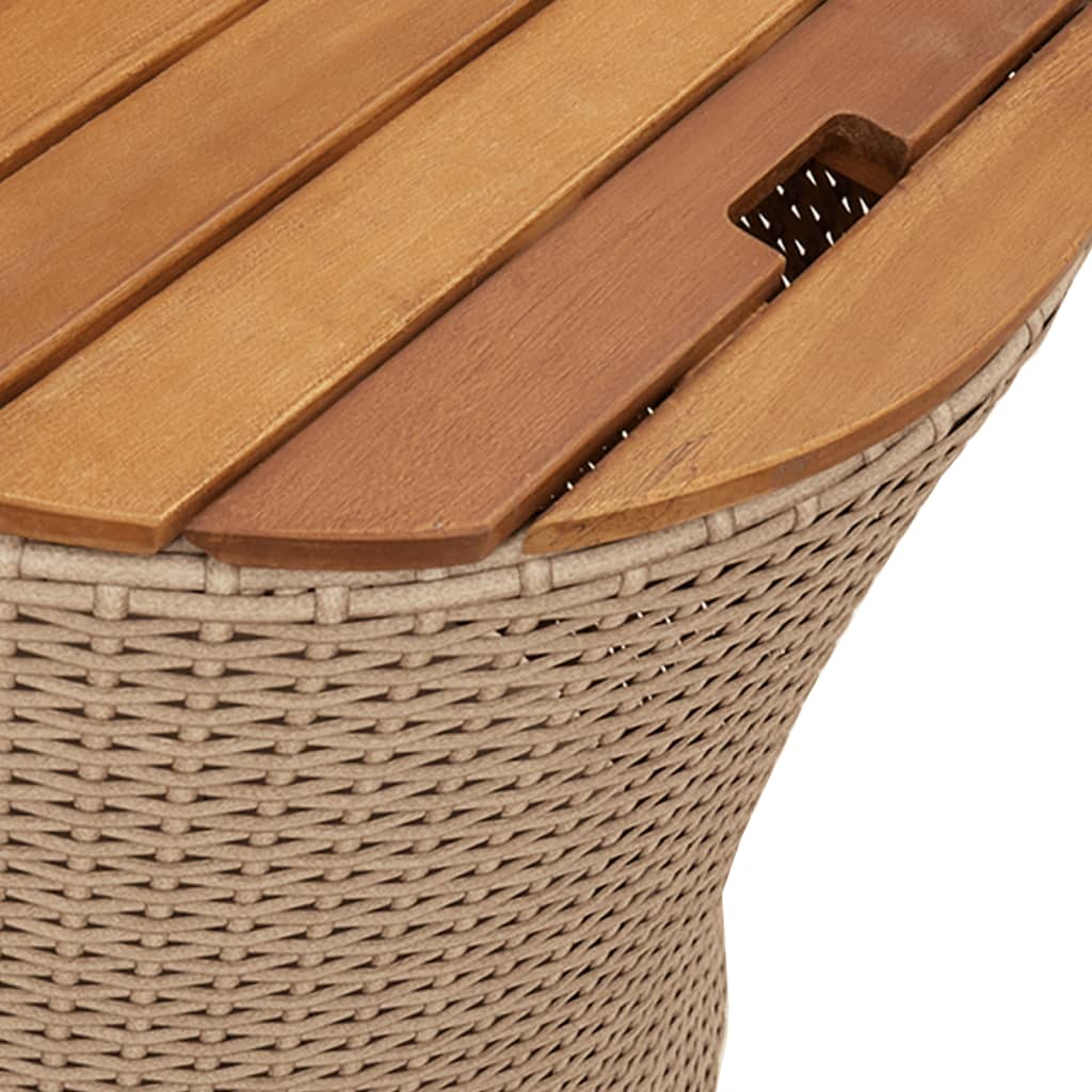 Utendørs sidebord med treplate 2 stk beige polyrotting