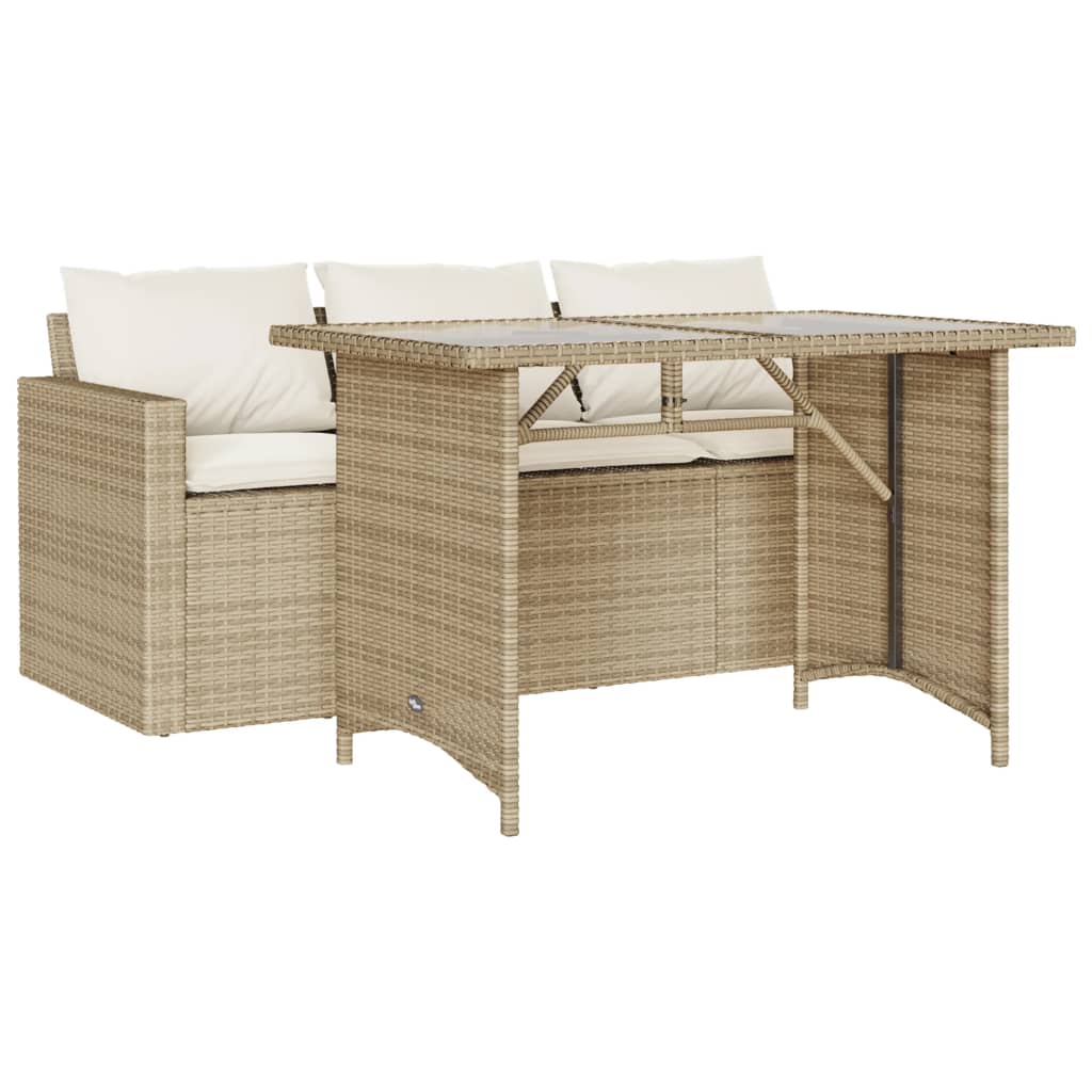 Hagesofa med puter 02 deler beige polyrotting