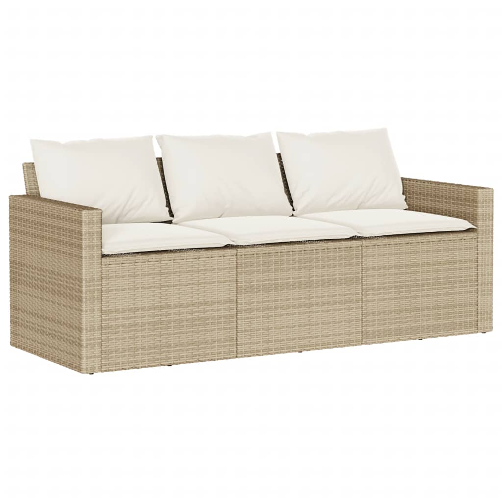 Hagesofa med puter 02 deler beige polyrotting
