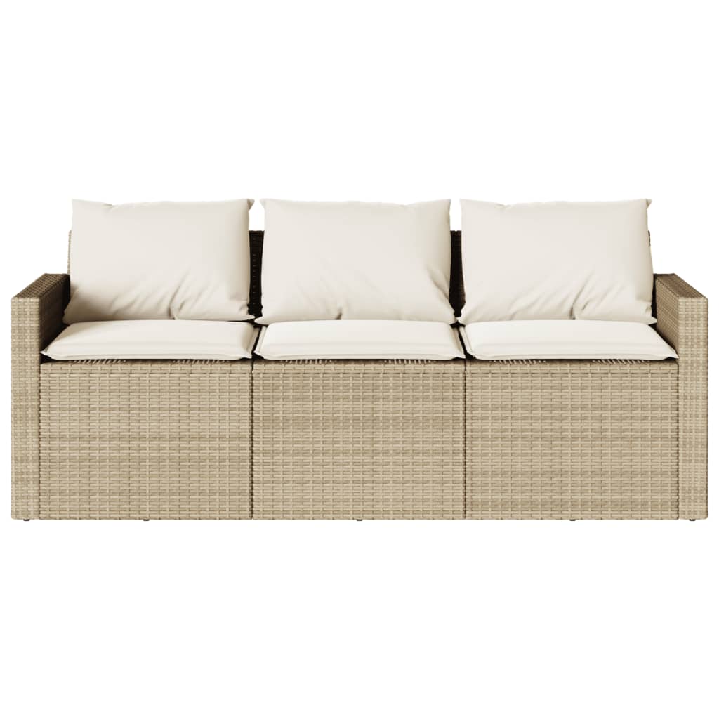 Hagesofa med puter 02 deler beige polyrotting