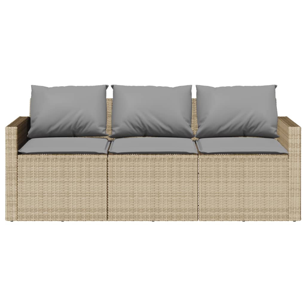 Hagesofa med puter 02 deler beige polyrotting