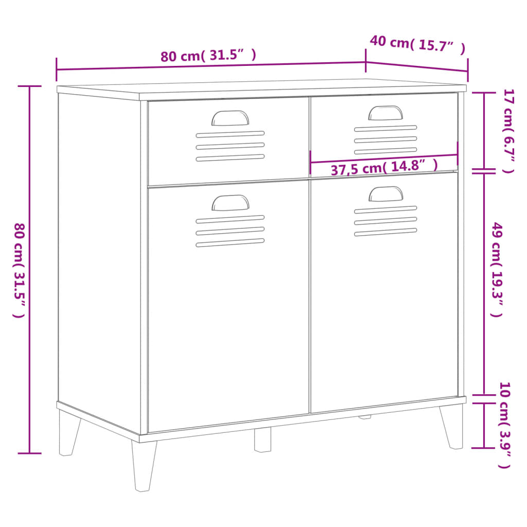 Skjenk Hvit VIKEN 80x40x80 cm