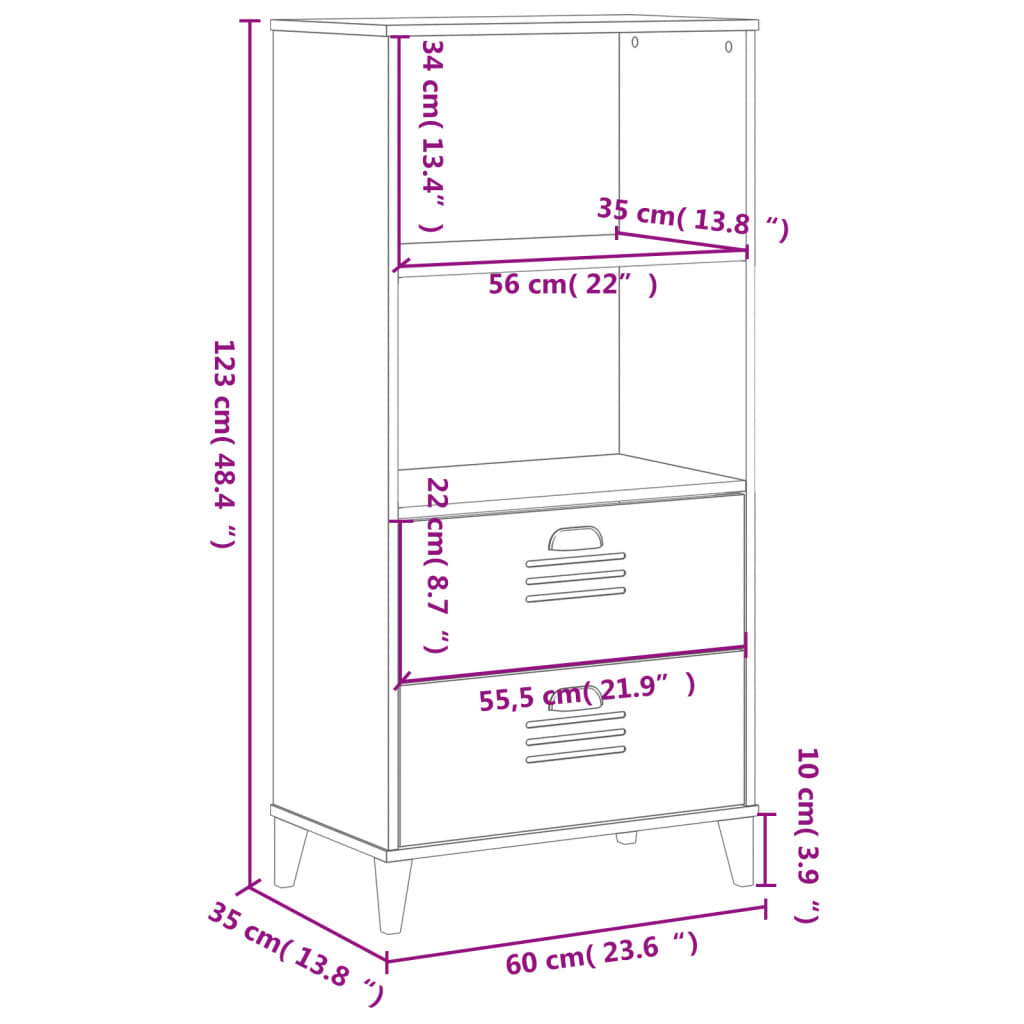 Bokhylle Svart VIKEN 60x35x123 cm