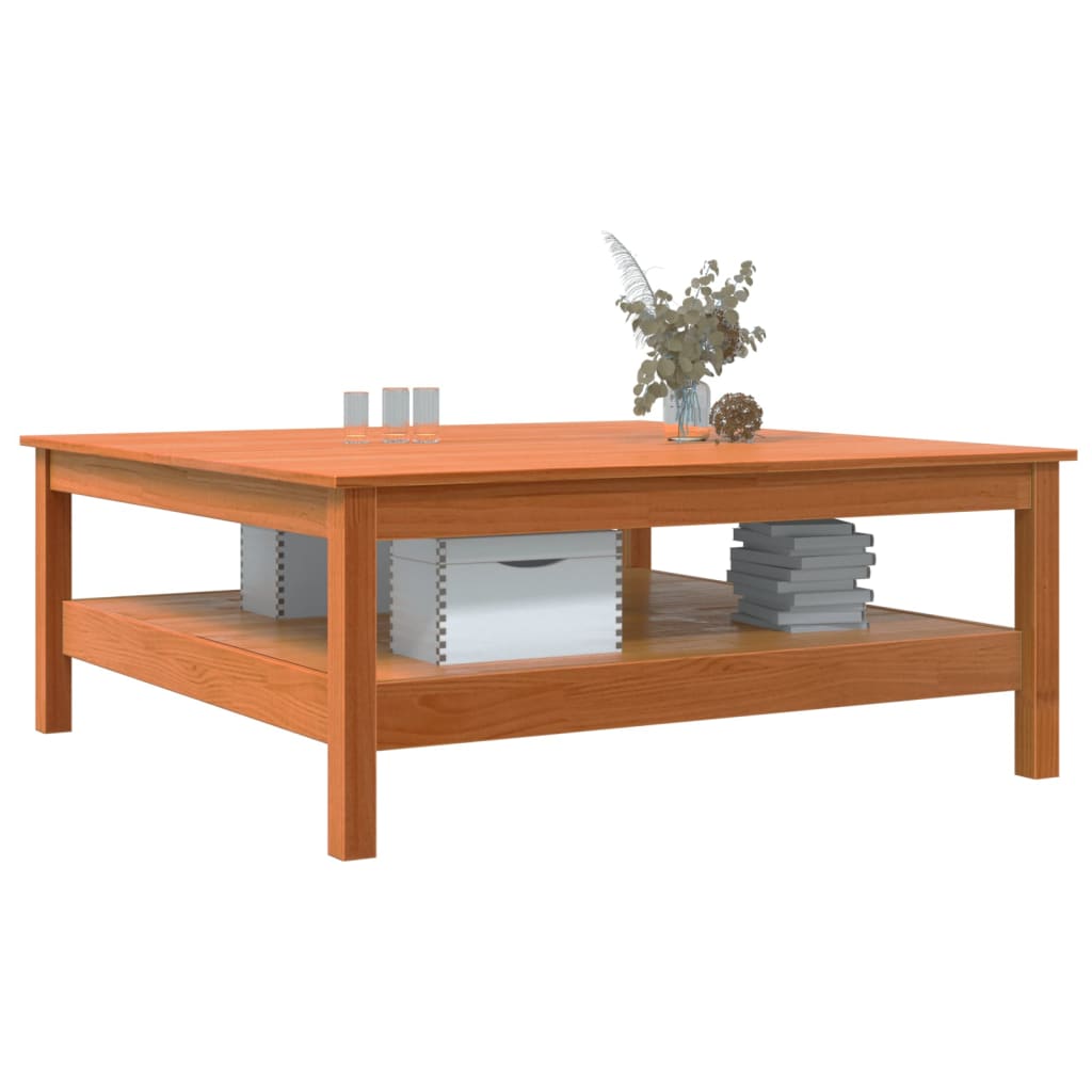 Salongbord Sofabord Tre heltre furu voksbrun 100x100x40 cm