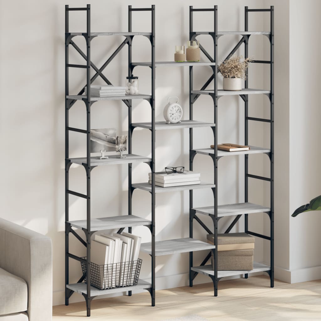 Bokhylle Sonoma Grå 127,5x28,5x172,5 cm