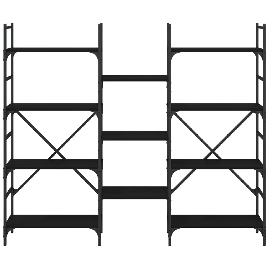 Bokhylle svart 160x28,5x136,5 cm konstruert tre