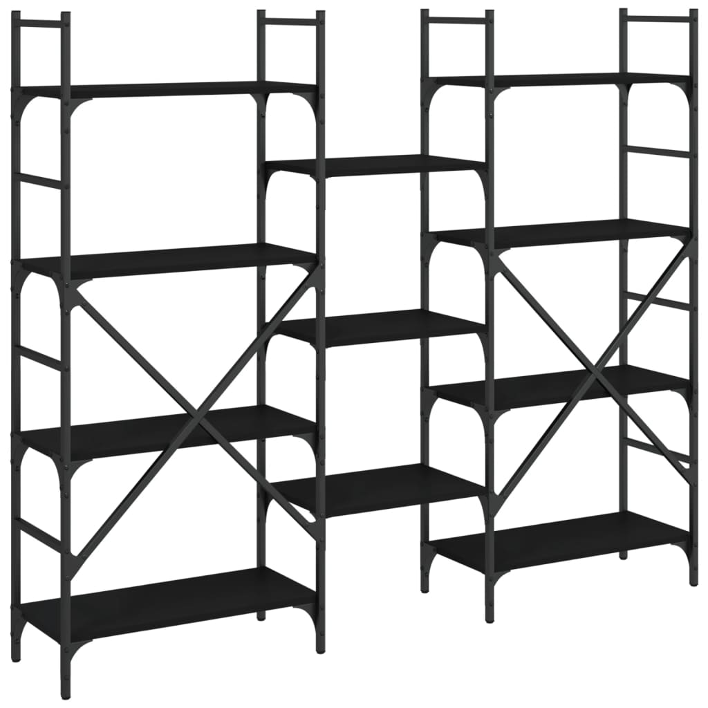 Bokhylle svart 160x28,5x136,5 cm konstruert tre