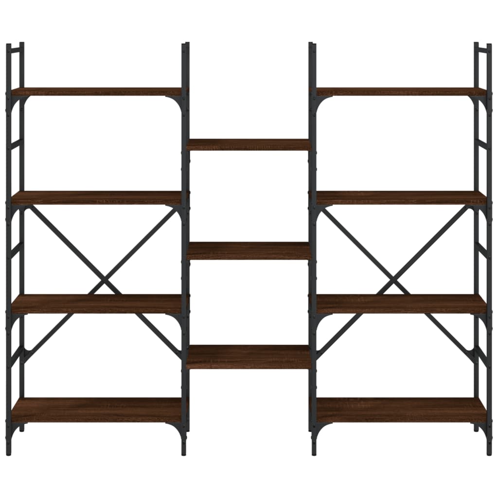 Bokhylle brun eik 160x28,5x136,5 cm konstruert tre
