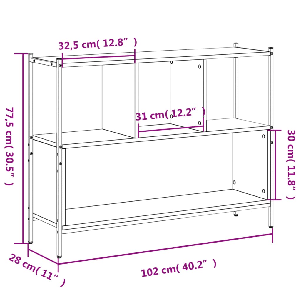 Bokhylle Brun Eik 102x28x77,5 cm