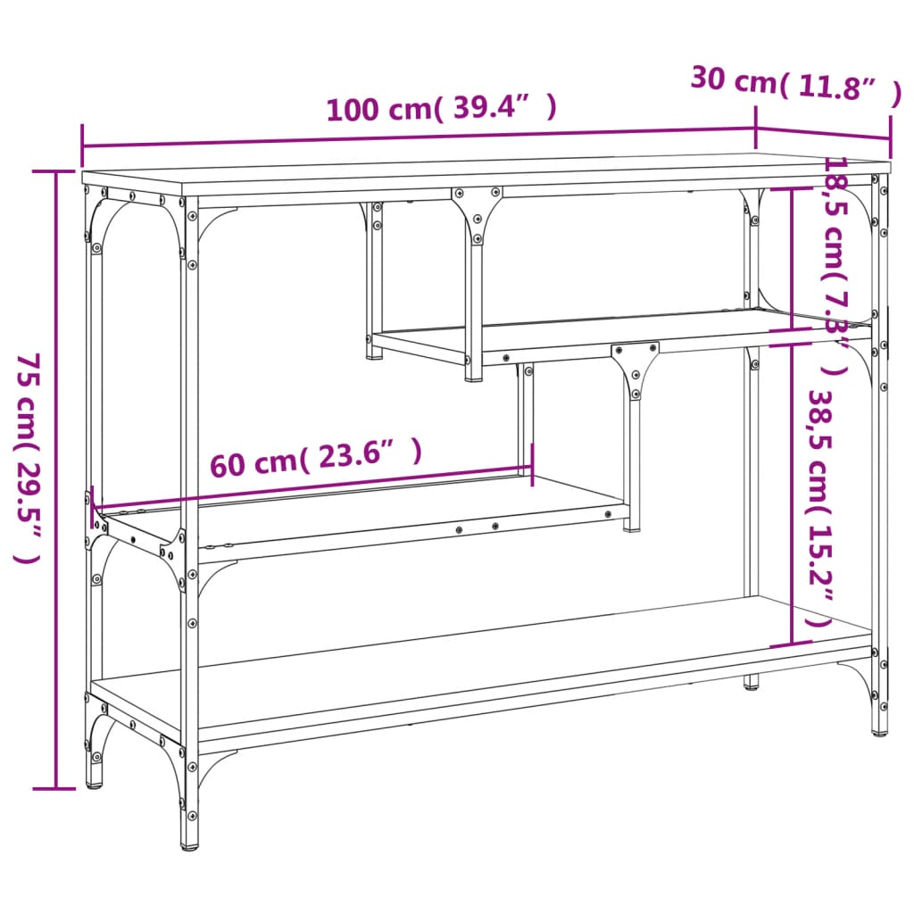Avlastningsbord Konsollbord Sonoma Eik 100x30x75 cm