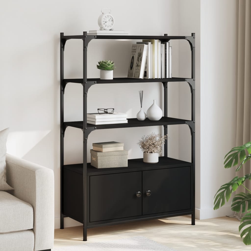 Bokhylle Svart 3 etasjer 70x30x109,5 cm