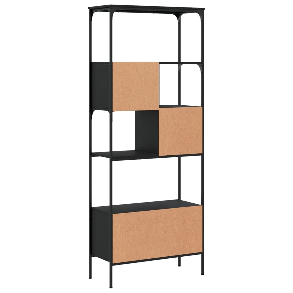 Bokhylle Svart 5 etasjer 76x33x188,5 cm