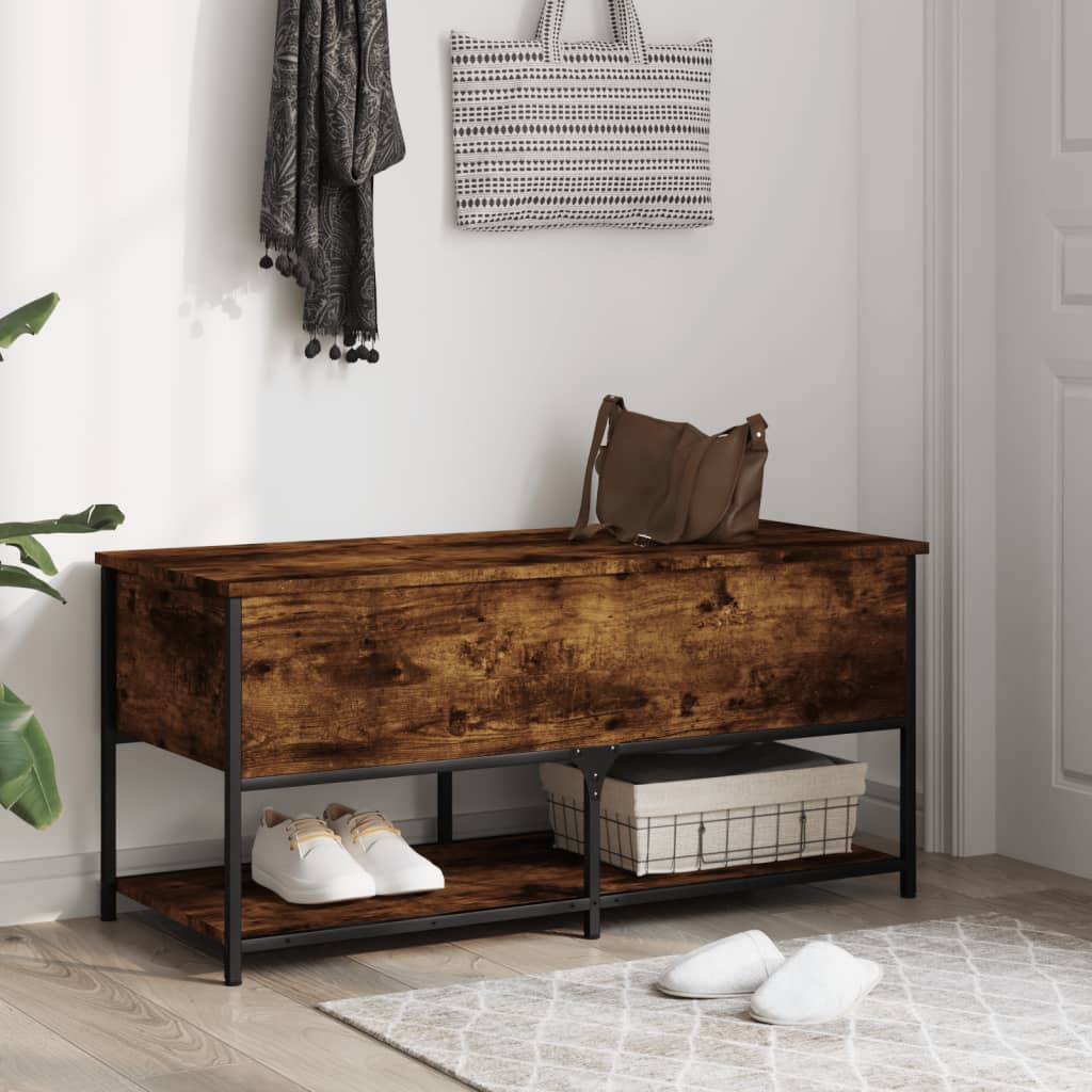 Oppbevaringsbenk Røyk Eik 100x42,5x47 cm