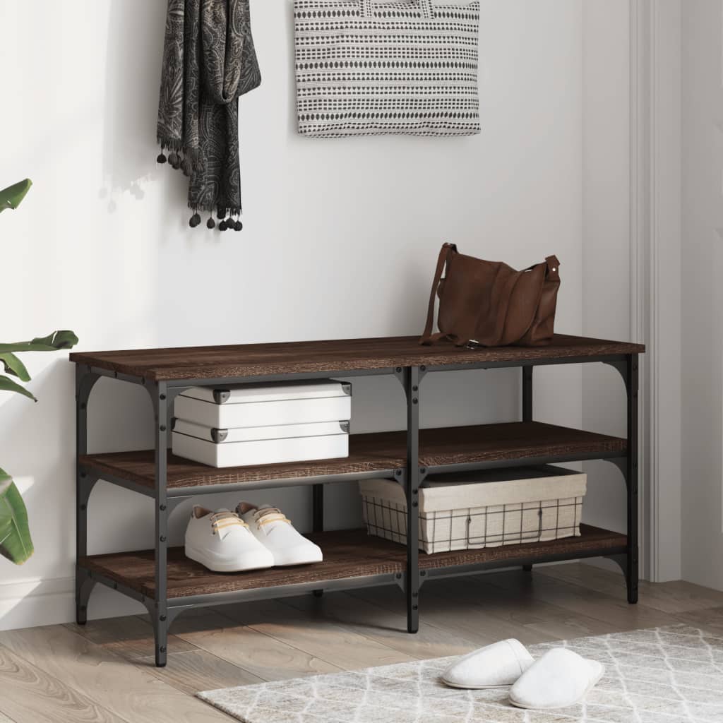 Skoskap Skohylle Skobenk Brun Eik 100x38,5x49 cm