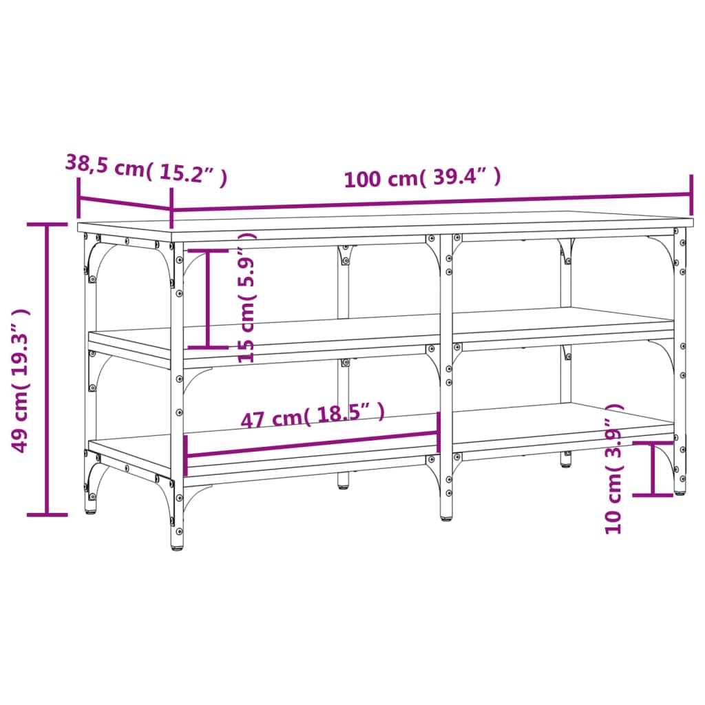 Skoskap Skohylle Skobenk Brun Eik 100x38,5x49 cm
