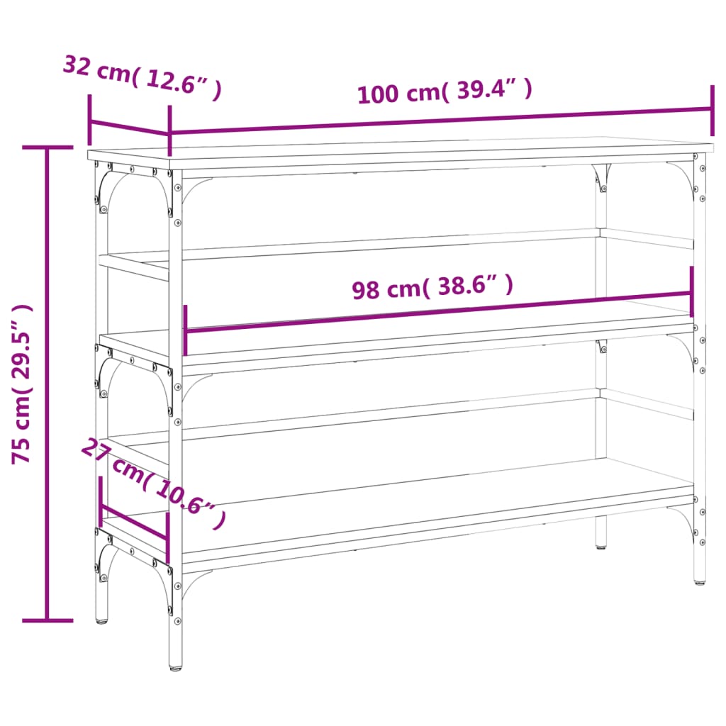 Avlastningsbord Konsollbord Sonoma Eik 100x32x75 cm