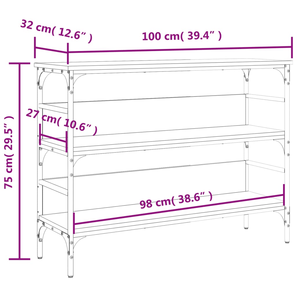 Avlastningsbord konsollbord Brun Eik 100x32x75 cm