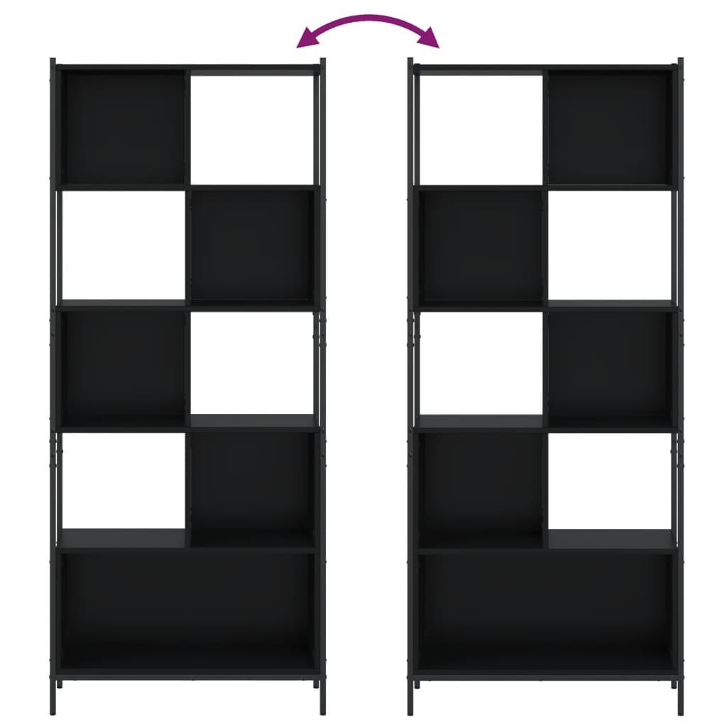 Bokhylle Svart 72x28x172 cm