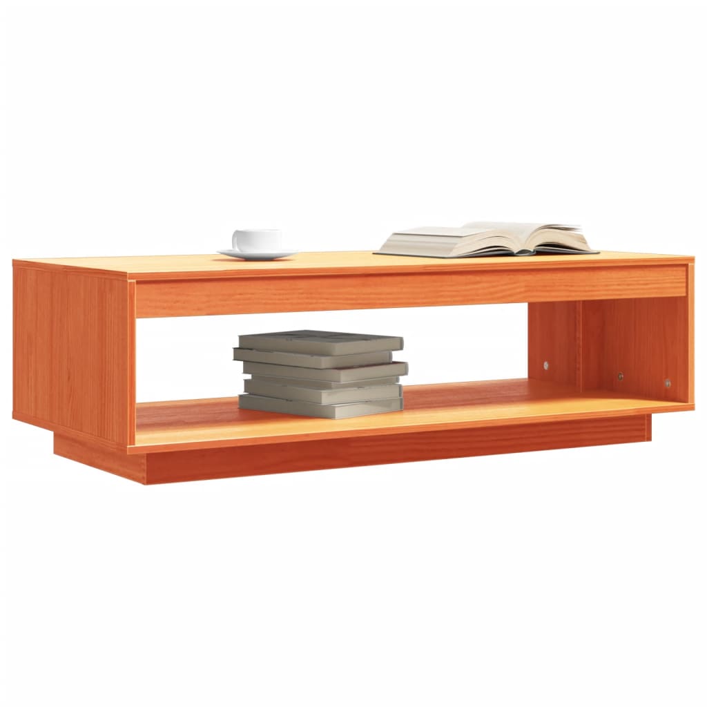 Salongbord Sofabord Tre heltre furu voksbrun 110x50x33,5 cm