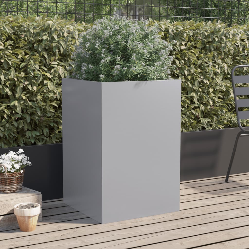 Utendørs Blomsterkasse Plantekasse Metall sølv 52x48x75 cm galvanisert stål