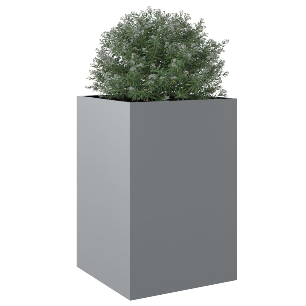 Utendørs Blomsterkasse Plantekasse Metall sølv 52x48x75 cm galvanisert stål