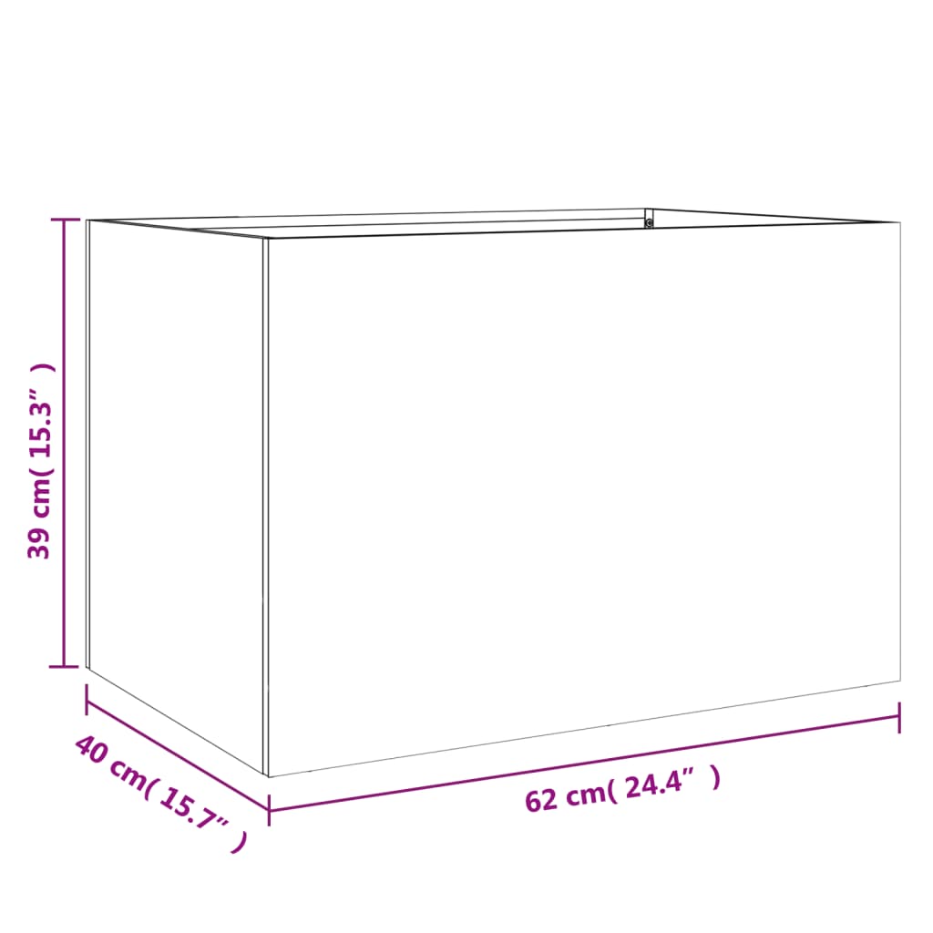 Utendørs Blomsterkasse Plantekasse Metall Hvit 62x40x39 cm stål