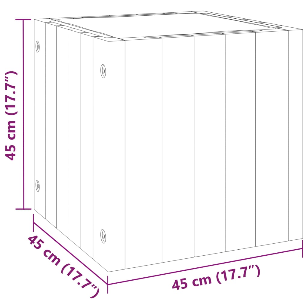 Utendørs Blomsterkasse Plantekasse Tre 45x45x45 cm helte akasie