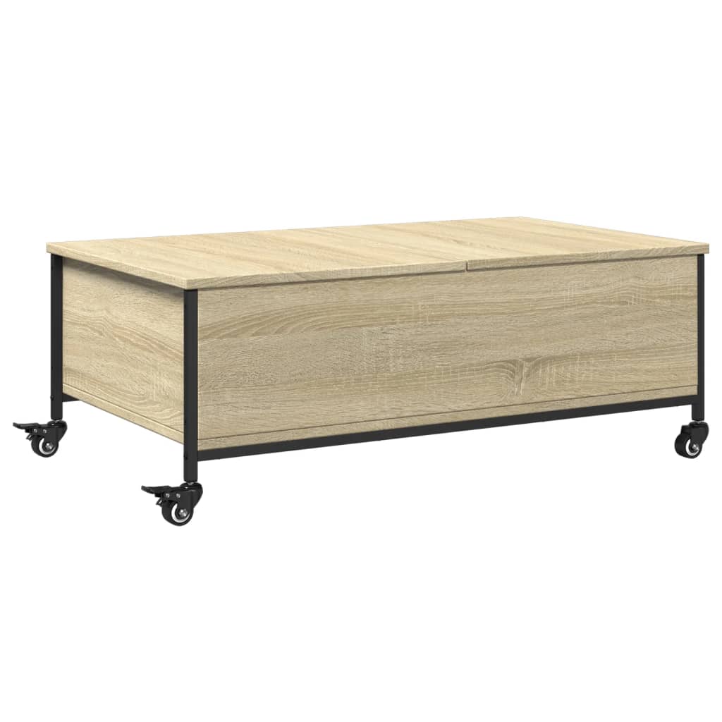 Salongbord Sofabord Svart med hjul 91x55x34 cm tre