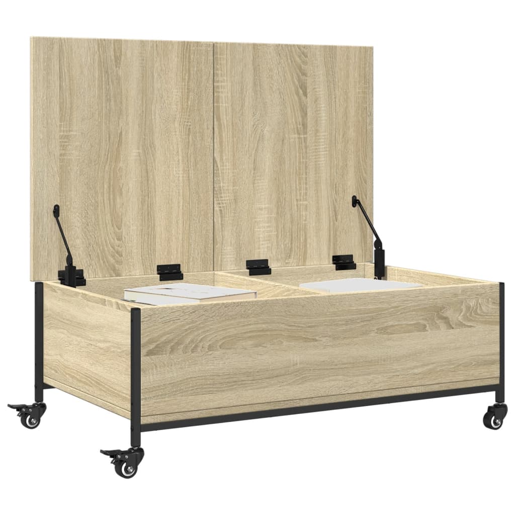 Salongbord Sofabord Svart med hjul 91x55x34 cm tre