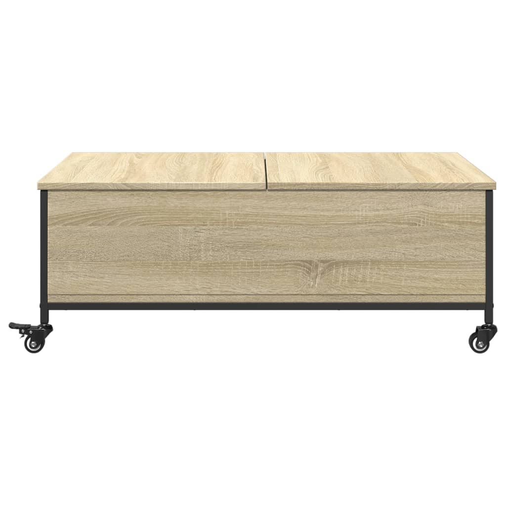Salongbord Sofabord Svart med hjul 91x55x34 cm tre