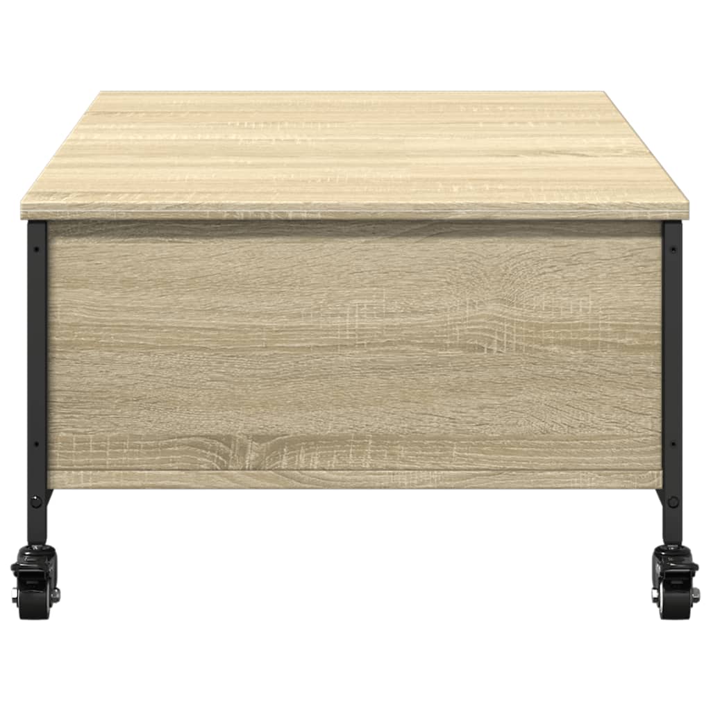 Salongbord Sofabord Svart med hjul 91x55x34 cm tre