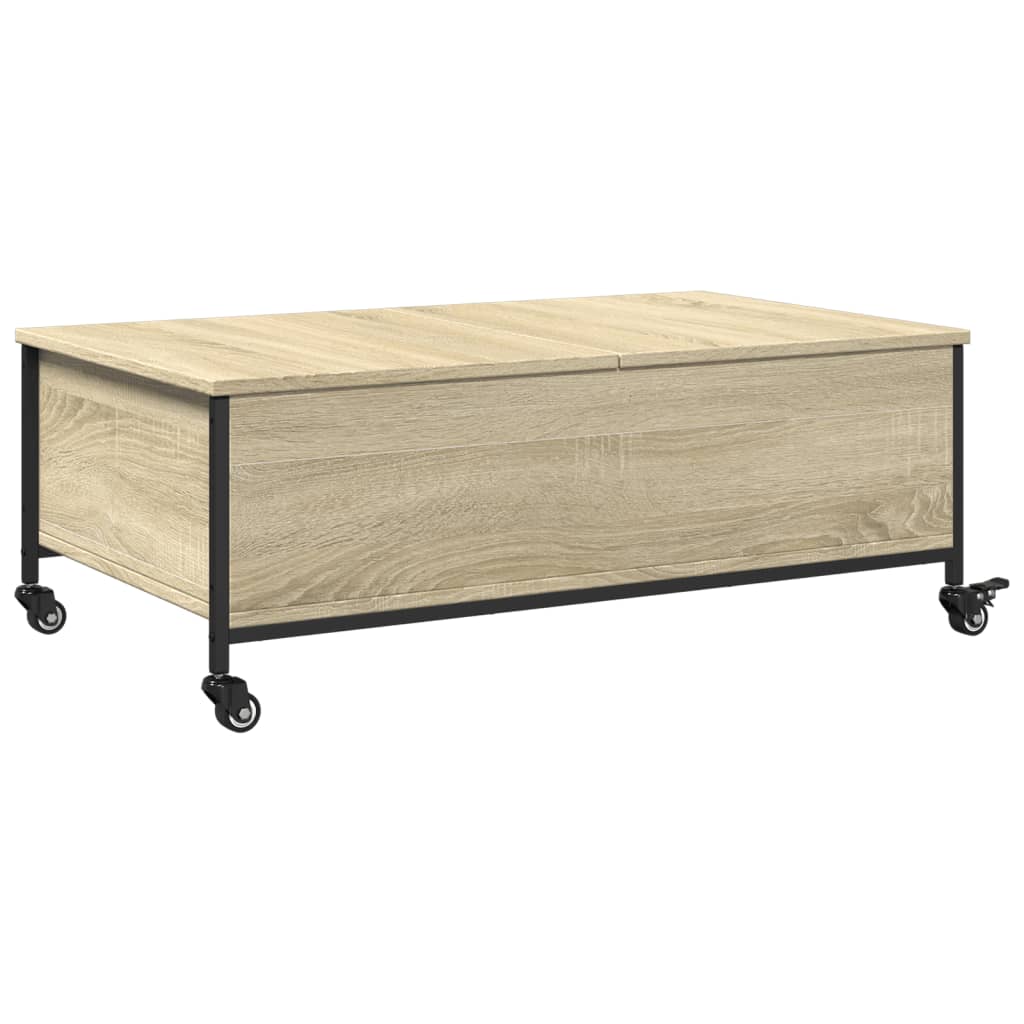 Salongbord Sofabord Svart med hjul 91x55x34 cm tre