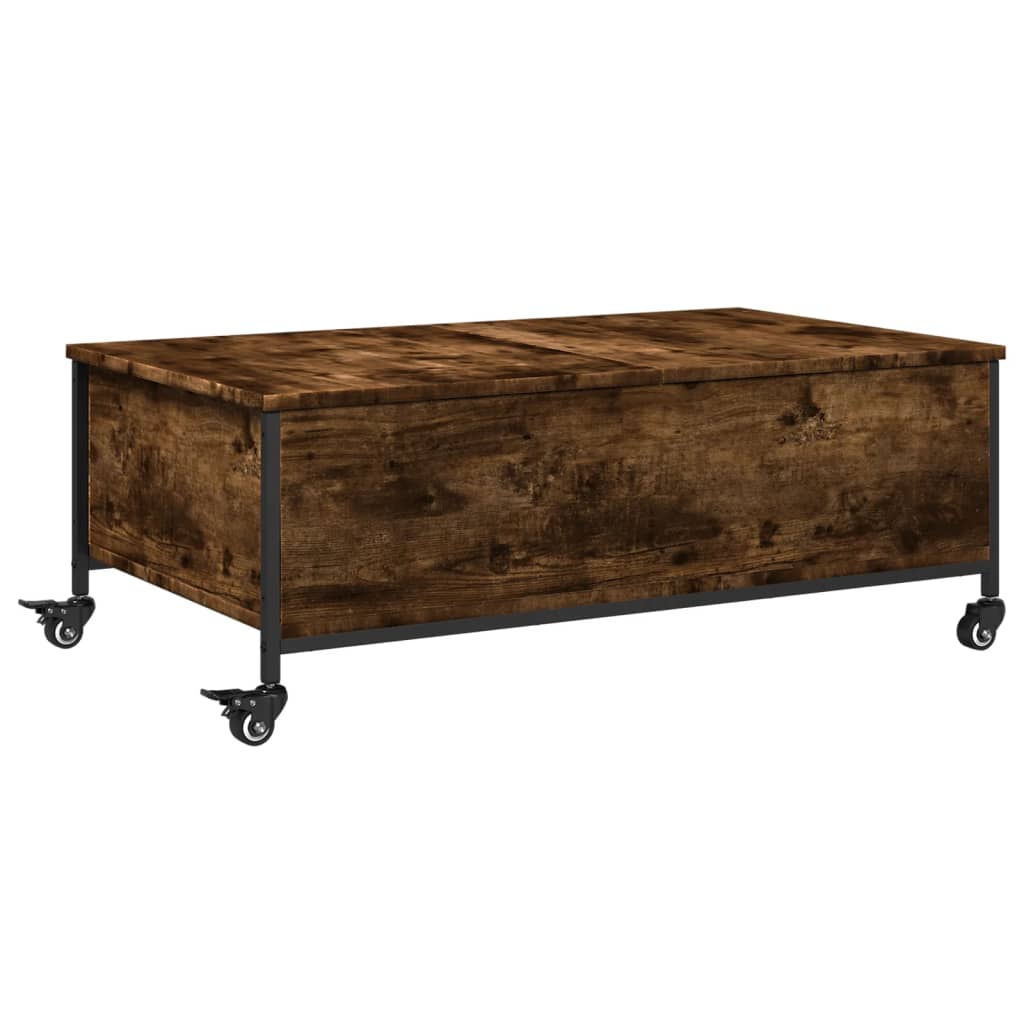 Salongbord Sofabord Svart med hjul 91x55x34 cm tre