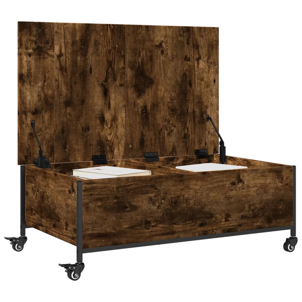 Salongbord Sofabord Svart med hjul 91x55x34 cm tre