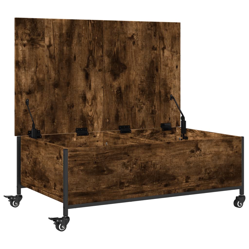 Salongbord Sofabord Svart med hjul 91x55x34 cm tre