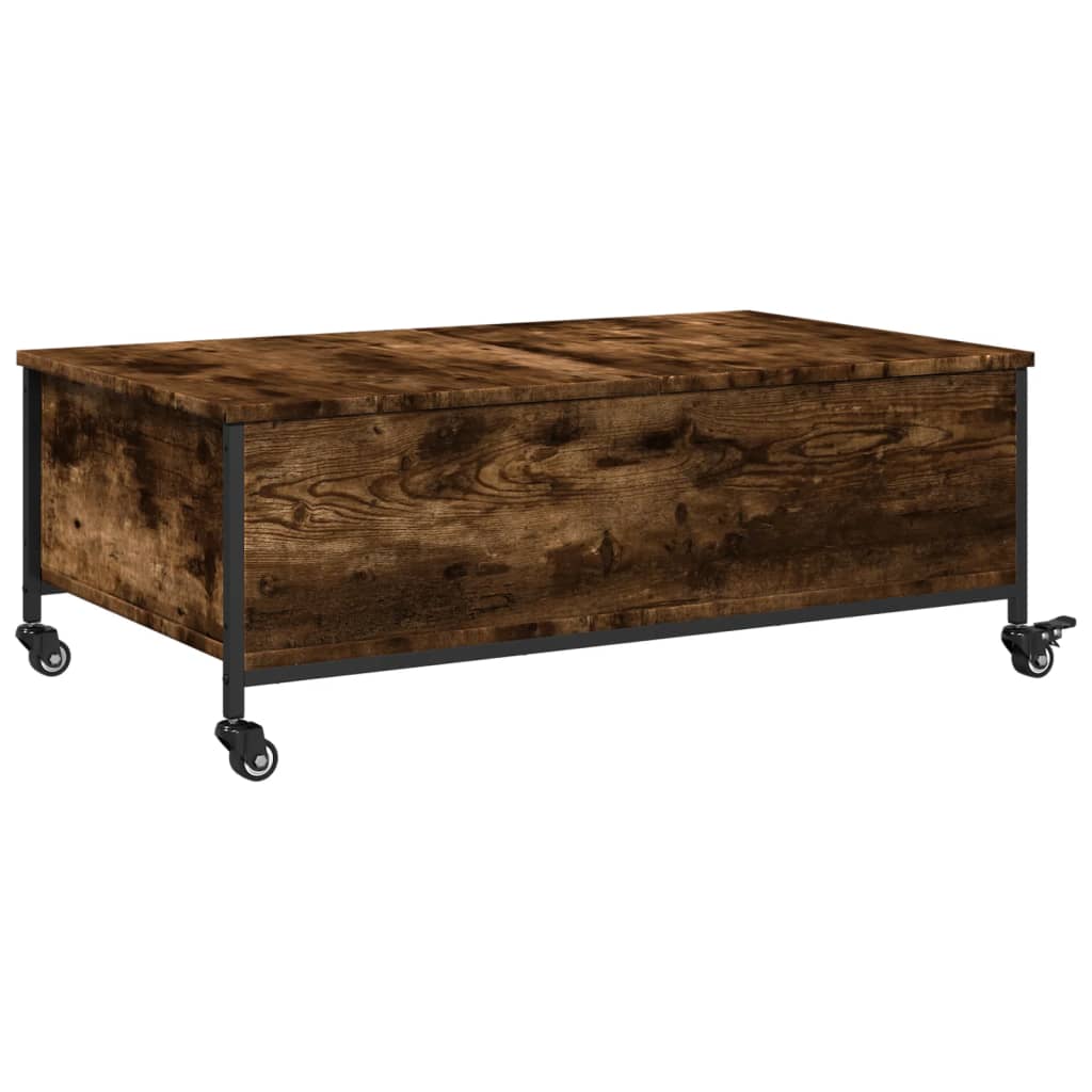 Salongbord Sofabord Svart med hjul 91x55x34 cm tre