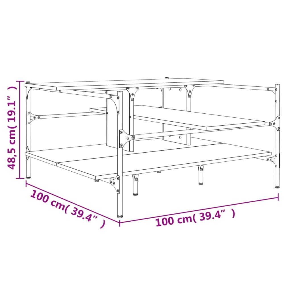 Salongbord Sofabord Svart 100x100x48,5 cm