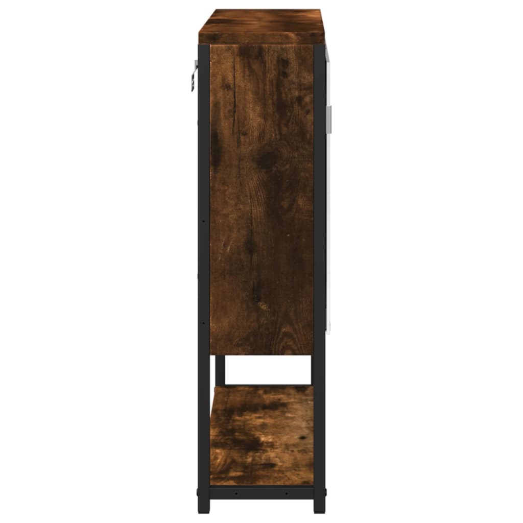 Baderomsskap med speil røkt eik 60x16x60 cm konstruert tre