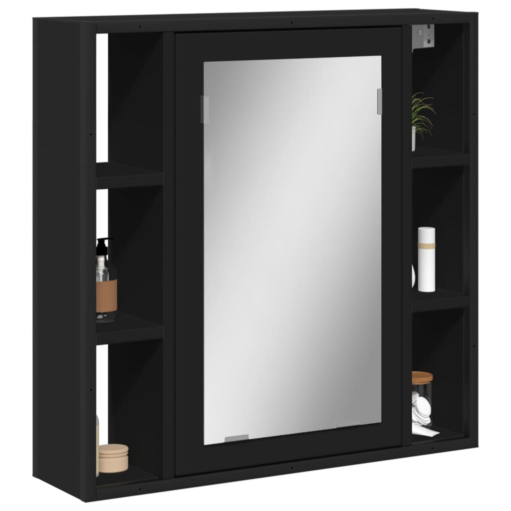 Baderomsspeil Speilskap til baderom Svart 60x16x60 cm